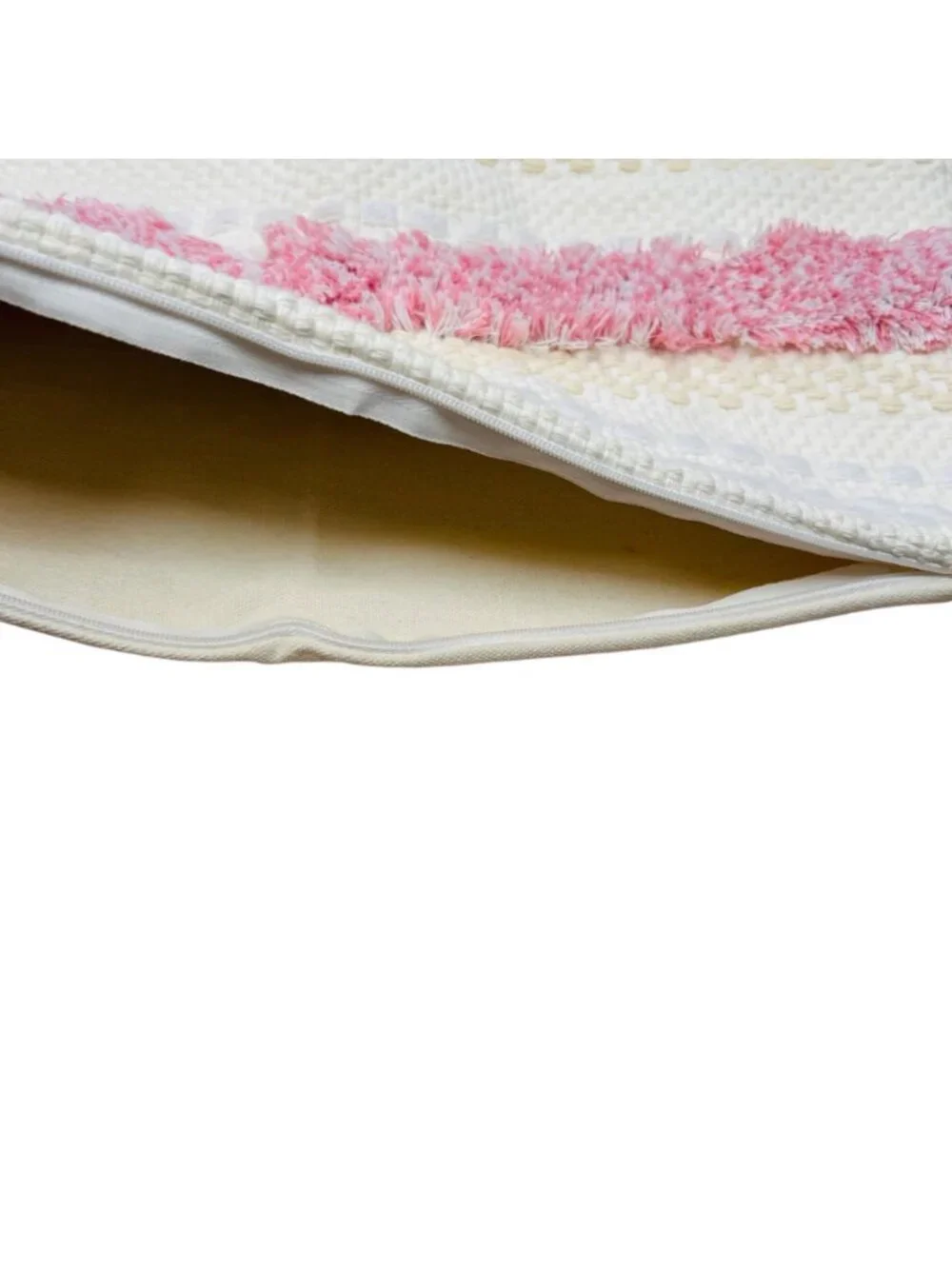 Tassel Mixed Media Pillow Sham Pink Cream 17x17 Baby Girl Accent
